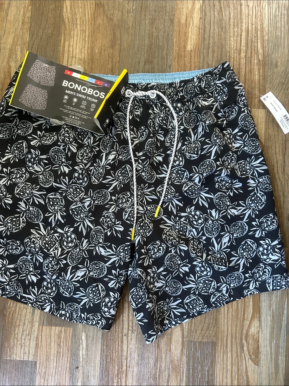 Bonobos Black Swim Trunks with White Pineapple Print